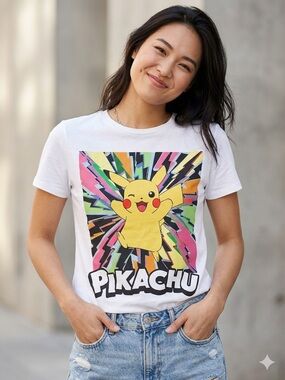 Pikachu White Graphic Tee